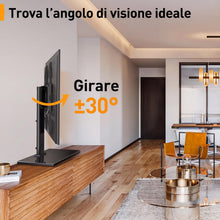 Carica l'immagine nel visualizzatore di Gallery, Supporto Girevole da Tavolo per TV da 26-60 Pollici - Piedistallo per TV Regolabile in Altezza con Base in Vetro Tempera