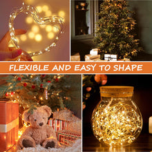 Carica l'immagine nel visualizzatore di Gallery, Luci Natale Esterno Batteria, 2*12M 120LED Luci Natale con Timer Dimmer, IP65 Impermeabile Luci Albero di Natale con Telecomando, 8 Modalità Luci Natalizie Led a Batteria per Interni, Feste, Balcone