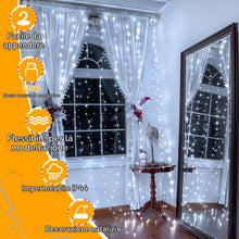 Carica l'immagine nel visualizzatore di Gallery, Ollny Tenda luminosa a LED, 2 x 2 m, 200 LED, per interni, USB, luce bianca fredda, con 10 ganci per interni ed esterni,