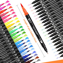 Carica l'immagine nel visualizzatore di Gallery, AFXXE Pennarelli lettering 120 colori, punte pennello e doppia sottile, kit per ragazze, bambini e adulti, pennarelli acquerellabili professionali inclusi 3 modelli
