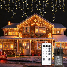 Carica l'immagine nel visualizzatore di Gallery, Luci Natale Esterno Cascata, 10M 320LEDS Luci di Natale da Esterno Cascata Telecomando,Funzione di Memoria, Timer, imper