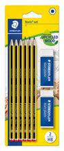 Carica l'immagine nel visualizzatore di Gallery, Staedtler Noris -Set Scuola Cancelleria di 6 Matite Hb + 2 Gomme da Cancellare, Set Matite da Disegno + Gomme Ideale per Cancelleria Scuola Università Ufficio, Materiale Scolastico, Cose per la Scuola