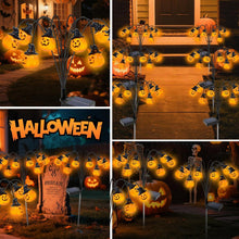 Carica l'immagine nel visualizzatore di Gallery, Fohil Halloween Decorazioni di Zucca, 2 Pezzi 16LED Lampade Solari Esterni, Luci Decorative per Halloween, Lanterna di Z