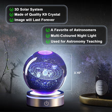 Carica l'immagine nel visualizzatore di Gallery, mumisuto Sfera di Cristallo 3D, Sfera di Cristallo 3D Sistema Solare, luce notturna 3d con sfera di cristallo con LED Li