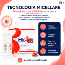 Carica l'immagine nel visualizzatore di Gallery, Marziale Forte Integratore Ferro e Acido Folico 20 Fiale da 5ml Bi3 Pharma