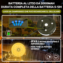 Carica l'immagine nel visualizzatore di Gallery, JONRRYIN Stringa di Luci da Campeggio, 10M Catena Luminosa da Campeggio Portatile, Stringa Luminosa Portatile con 8 Modalità di Illuminazione, Lampada da campeggio Ricaricabile per Esterni, Feste