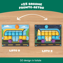Carica l'immagine nel visualizzatore di Gallery, BONNYCO Gioco Chiodini per Bambini 2 Anni in Legno, 50 Schede e 32 Bottoni