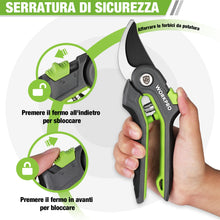 Carica l'immagine nel visualizzatore di Gallery, WORKPRO Bypass Forbici Cesoie da Potatura 210mm, Forbici professionali con lama SK5 per rami freschi, strumento da giard