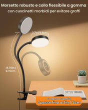 Carica l'immagine nel visualizzatore di Gallery, Glocusent Lampada da Lettura 72 LED, Luce da Lettura-3 Colore e 5 Luminosità, USB Lampada con Pinza con luce notturna am