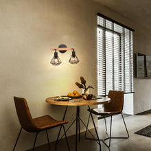 Carica l'immagine nel visualizzatore di Gallery, iDEGU 2 Luci Applique da Parete Interno Industrial Vintage E14 Lampada da Parete in Metallo e Legno Orientabile Lampada 
