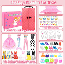 Carica l'immagine nel visualizzatore di Gallery, 84 Vestiti e Accessori per Bambole con Armadio per bambole da 11,5 pollici Playset di design di moda bambola ragazza ves