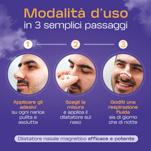 Carica l'immagine nel visualizzatore di Gallery, Cerotti Nasali Magnetici Anti Russamento 90 Patch 45 Notti – Dilatatore Nasale Riutilizzabile Sport Sonno – Dispositivo 