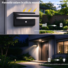 Carica l'immagine nel visualizzatore di Gallery, Lampada solare da esterno con rilevatore di movimento, 4 modalità di illuminazione solare LED, impermeabile IP65, 3000 K
