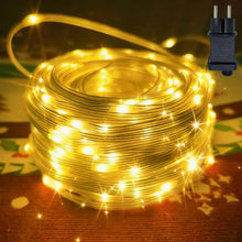 Carica l'immagine nel visualizzatore di Gallery, Catena luminosa per esterni, 40 m, 400 LED, luce bianca calda, 8 modalità, per interni con spina timer, funzione di memo