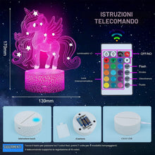 Carica l'immagine nel visualizzatore di Gallery, UneedMe Regali unicorno per ragazze, unicorno luce notturna per bambini, giocattoli per bambini età 3 4 5 6 7 8 9+ anni,