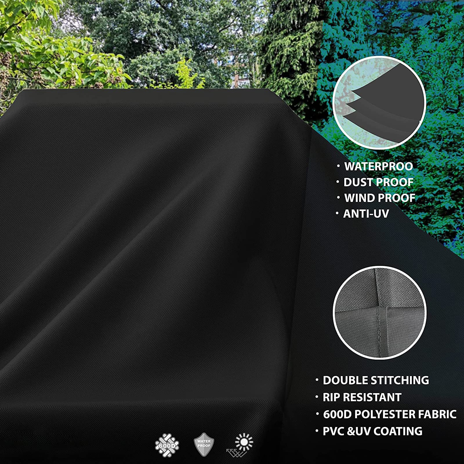 Copertura Per Barbecue Impermeabile - Telo Protettivo Anti UV E Vento Per Griglie Da Giardino - Foto 6