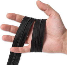Carica l'immagine nel visualizzatore di Gallery, IPEA Cerniera Lampo Catena Continua misura #5 Nera - [ 5 METRI + 15 CURSORI IN METALLO ] - Made in Italy - Zip Ritagliabile per Cucito, Abbigliamento, Accessori - Larghezza 30 mm - Nero Grigio