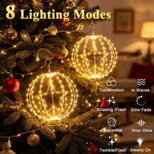 Carica l'immagine nel visualizzatore di Gallery, Joycome 2 Pezzi Sfere Luminose Natalizie 30CM 200 LED Stella Palla Luminosa