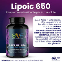 Carica l'immagine nel visualizzatore di Gallery, OVF Acido R-Alfa Lipoico 650 mg | 120 Capsule ad Alto Dosaggio (4 mesi fornitura) | Potente Antiossidante e Antinfiammat