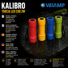 Carica l'immagine nel visualizzatore di Gallery, Velamp Kalibro Torcia LED COB 2 W – Luce Potente 110 Lumen, Portata 20 m, Autonomia 12 Ore, Corpo in ABS Resistente agli