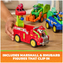 Carica l'immagine nel visualizzatore di Gallery, Paw Patrol: The Dino Movie, camion dei pompieri Marshall Dino Rescue con lanciamissili rotante a 360° con 2 action figur