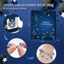 Carica l'immagine nel visualizzatore di Gallery, KAZATE Calendario dell'Avvento 2024 Donna Gioielli Bracciale,Calendario Avvento Ragazza Sorprese Regali,Bambina Natalizi Ciondoli Kit 2 Catene 22 Charms Accessori fai da te Perline Blue