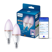 Carica l'immagine nel visualizzatore di Gallery, Philips Smart Lighting, Lampadina LED smart C37 E14, Confezione da 2