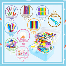 Carica l'immagine nel visualizzatore di Gallery, ZEIZHUBN Kit Lavoretti Creativi per Bambini 3000 Pezzi DIY Art Craft Set Scovolini Colorati per Lavoretti Giochi Creativ