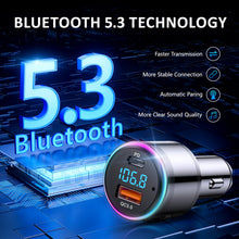 Carica l'immagine nel visualizzatore di Gallery, LENCENT Trasmettitore FM Bluetooth 5.3, PD 20W &amp; QC 3.0 18W Ricarica Veloce, Adattatore Bluetooth per Auto, Wireless FM Radio, Cancellazione del Rumore, Chiamate in Vivavoce, Hi-Fi Musica, 7 Luci LED