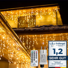 Carica l'immagine nel visualizzatore di Gallery, WOWDSGN Luci di Natale da Esterno Cascata 10M 440 LED, Tenda Luminosa Esterna, 8 Modalità Tenda Luminosa Esterno con Impermeabile Decorazioni Giardino per Esterno Bianco Caldo