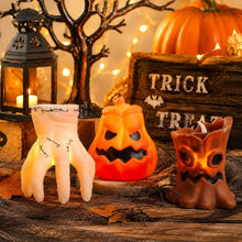 Carica l'immagine nel visualizzatore di Gallery, Candele LED Halloween set 9 pezzi, zucca, albero e mano di mostro
