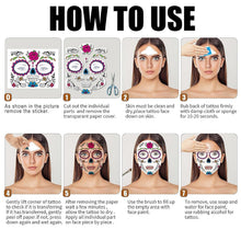 Carica l'immagine nel visualizzatore di Gallery, Halloween Tattoo viso Halloween Make Up Signore Adulti Bambini Halloween Face Tattoo Make Up Scheletro Vampiro Tatuaggi 
