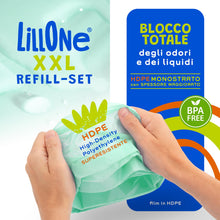 Carica l'immagine nel visualizzatore di Gallery, LillOne XXL-SET 10 Ricariche da Oltre 10 Metri + 1 Cassetta Riutilizzabile - Compatibili con Mangiapannolini Maialino Fo