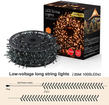 Carica l&#39;immagine nel visualizzatore di Gallery, Avoalre Luci di Natale 1000 LEDs 25M, Catena Luminosa 8 Modalità Impermeabile IP44 Luci Albero di Natale Decorative per Interno Esterno Natale Atmosfera Romantica Camera Festa Nozze, Bianco Caldo