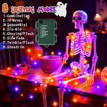 Carica l'immagine nel visualizzatore di Gallery, cshare Stringa Luci Decorazioni di Halloween, 6M 60LED Arancione-Viola USB/Batteria Catena Luminosa con Timer Impermeabi