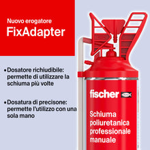 Carica l'immagine nel visualizzatore di Gallery, Fischer Schiuma Poliuretanica Professionale PU 750 con Erogatore, Resistente alla Pressione e al Fuoco B2, Riempitiva, I