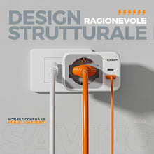 Carica l'immagine nel visualizzatore di Gallery, TESSAN Multipresa 2 USB, 2 Prese IT e 1 Schuko, Multipresa da Parete, 10A