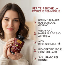 Carica l'immagine nel visualizzatore di Gallery, Maca Rossa Peruviana BIO - 180 capsule da radice di Maca Peruviana - Equilibrio ormonale per donna - 3.200mg per dose gi