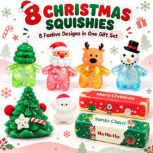 Carica l'immagine nel visualizzatore di Gallery, Set 8 Pezzi Squishy di Natale, Decorazione Natalizia Giocattolo Antistress, Scatola Regalo per Natale, Riempimento Calen