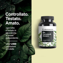 Carica l'immagine nel visualizzatore di Gallery, Bio Curcuma &amp; Zenzero – 180 capsule – curcuma, zenzero e pepe biologici – con curcumina e piperina – ad alto dosaggio – 