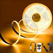Carica l'immagine nel visualizzatore di Gallery, Striscia LED COB da 5 m, dimmerabile, 24 V, flessibile, con telecomando e alimentatore, CRI92, larghezza 8 mm, per decor