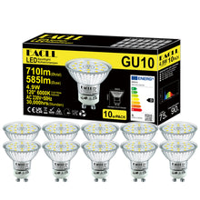 Carica l'immagine nel visualizzatore di Gallery, EACLL Lampadine LED GU10 4.9W Equivalente a Alogena 75W, Pacco da 10, 585lm 6000K Bianco Freddo, Faretti AC 230V senza S