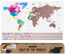 Carica l&#39;immagine nel visualizzatore di Gallery, envami® Mappa del Mondo da Grattare - 68 X 43 CM - Idee Regalo - mappamondo da grattare con Bandiere - Scratch off Map - Mappa da grattare - Cartina Mondo da grattare - Oro rosa Inglese