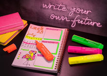Carica l'immagine nel visualizzatore di Gallery, Faber-Castell 154662 - Set di evidenziatori TL 1546, confezione da 8, colori neon, con punta a cuneo a lunga durata, larghezza linea 1 - 5 mm, ricaricabili
