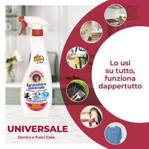 Chanteclair - Sgrassatore Universale, Superpotente, Profumo di Marsiglia, Formula Originale - 1 Spray + 2 Ricariche da 700 ml
