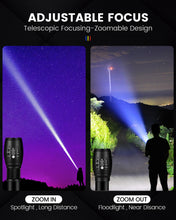 Carica l'immagine nel visualizzatore di Gallery, Maxesla Torcia LED Potente Professionale, 2000 Lumen Torcia LED Potente, Torce LED Alta Potenza con 18650 Ricaricabile Batteria 5 Modes, Zoomable, IP65 Impermeabile, nero