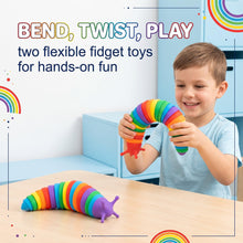 Carica l'immagine nel visualizzatore di Gallery, 2 Pezzi Fidget Toy Lumaca e Bruco Antistress, Giocattolo Sensoriale Flessibile 3D per Bambini e Adulti, Ideale per ADHD 