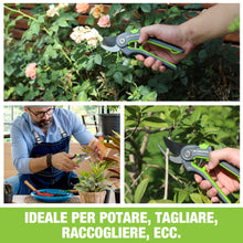 Carica l'immagine nel visualizzatore di Gallery, WORKPRO Bypass Forbici Cesoie da Potatura 210mm, Forbici professionali con lama SK5 per rami freschi, strumento da giard