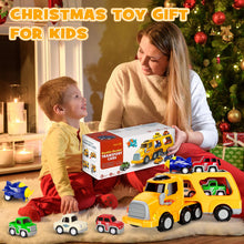 Carica l'immagine nel visualizzatore di Gallery, Aoskie Camion Macchinine 2 3 4 Anni, 5 in 1 con Suoni e Luci, 4 Mini Cars, Giocattolo Regalo per Bambino