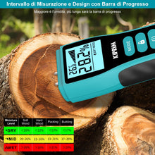 Carica l'immagine nel visualizzatore di Gallery, Misuratore Umidità Legno e Muri, Igrometro Digitale 4 Modalità, 0-75%